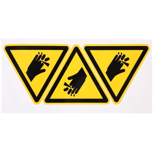 ARTIBETTER Anti-Cutting Hand Labels 3-Pack Self-Adhesive Caution Stickers 3.93X3.93 Inch Waterproof Safety Warning Signs for Industrial Machine Protection