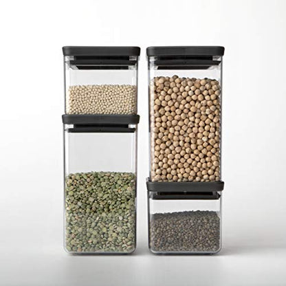 Brabantia Tasty+ Stackable Food Canister (Dark Gray / 0.18 Gal) BPA-Free Space-Saving Durable Jar with Silicone Seal Lid for Freshness (Pack of 2) - color: Dark Gray, size: 0.7 qt (Pack of 2)