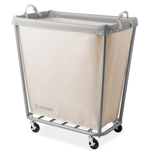 Dryser Large Commercial Heavy-Duty Rolling Laundry Hamper, Steel Frame Cart on Wheels with Removable Canvas Bin for Hotel or Home - White - color: White, size: Large