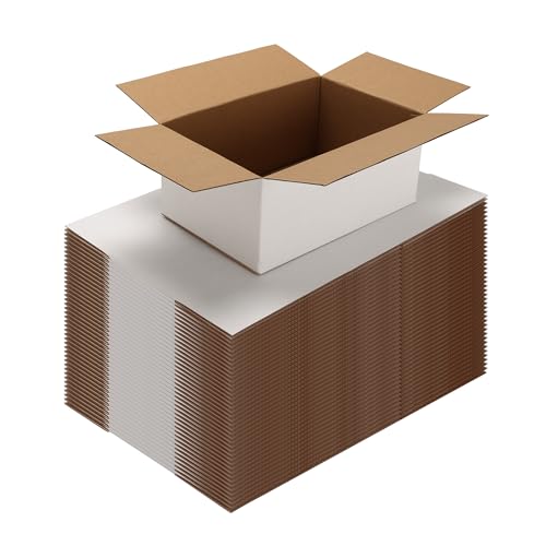 EXYGLO 40 Pack 9x6x4 Shipping Boxes for Small Business, White Corrugated Cardboard Small Box for Packaging, Moving, Mailing, and Storing - color: 40 Pack White, size: 9x6x4 Inch