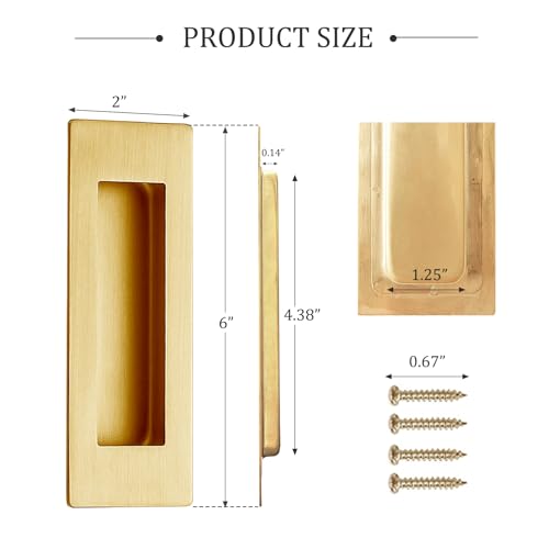 Pocket Door Pull and Edge Pull Set Brushed Gold, 6Inch Handles Hardware Latch,Recessed Finger Flush Pulls,for Closet,Sliding,Barn Door - color: Gold, size: 6Inch-A