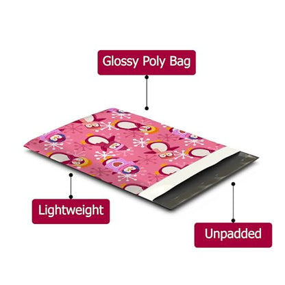 10x13 (100) Pink Penguins Winter Designer Poly Mailers Waterproof Self Sealing Tear Resistant Polymailers Shipping Envelopes Premium Printed Bags For Small Businesses - color: Pink Penguins, size: 10x13