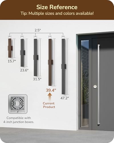 EDISHINE 2 Pack Modern LED Outdoor Wall Lights, 39.3" Linear Bronze Sconce - color: Oil-Rubbed Bronze, size: 39.4 IN