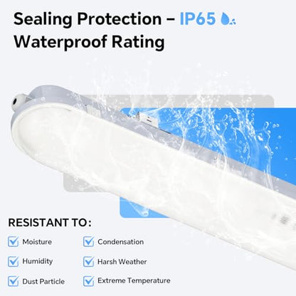 4FT LED Vapor Tight Light 60W 6600LM IP65 5000K Shop Light 4Pack ETL - size: 4 Pack
