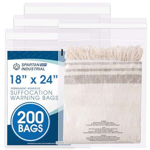 18” X 24” (200 Count) Self Seal Clear Poly Bags with Suffocation Warning - size: 18" x 24"
