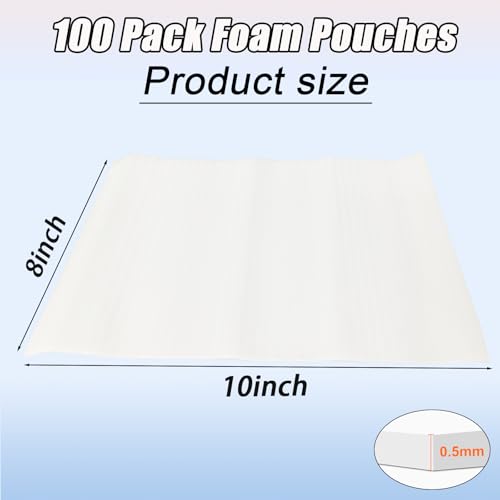 XHmax 100PCS 8x10Inch Cushioning Foam Pouche for Moving and Storing - size: 100PCS-8X10IN(0.5T)