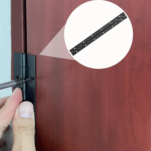 6 Pack Continuous & Piano Hinges,12 inches Black 304 Stainless Steel Hinges 0.04" Thickness Heavy Duty Continuous Hinges with Holes for Pianos，Door，Wooden Boxes，Cabinet. (12inches/30cm) - size: 12inch
