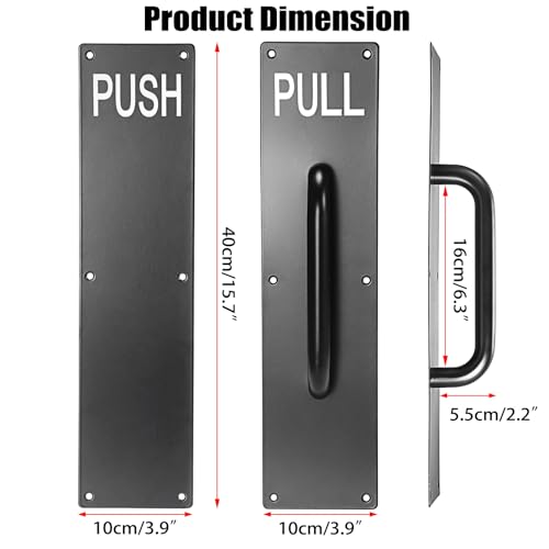 Sumnacon 1 Set 16" Stainess Steel Door Handle Pull Push Plate Handle,Black - color: Black, size: 15.7x3.9 Inches