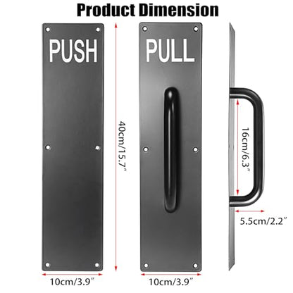Sumnacon 1 Set 16" Stainess Steel Door Handle Pull Push Plate Handle,Black - color: Black, size: 15.7x3.9 Inches