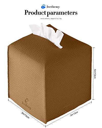 Tissue Box Cover, Jeethemy Square PU Leather Tissue Box Holder, Modern Tissue Case Facial Paper Organizer Dispenser，5X5X5'',Single Bronze - color: Single Bronze