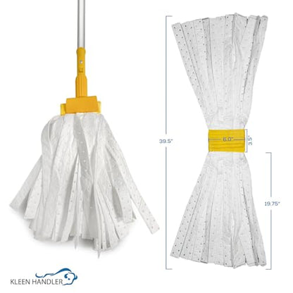KLEEN HANDLER Mop Head Replacement 24-Pack Hydrophobic Industrial Mop for Oils and Spills – Heavy-Duty Mop for Industrial, Commercial, Janitorial Cleaning – Non-Woven Oil-Absorbent Material - style: 24 Pack