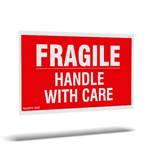 Kenco 3" X 5" Fragile Handle with Care Warning Stickers for Shipping and Packing- 500 Permanent Adhesive Labels Per Roll - size: 1 PACK
