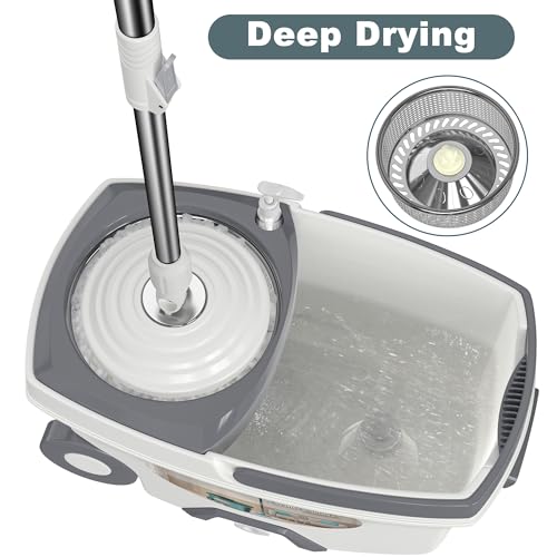 Traditional Large Spin Mop and Bucket, 2 Gal Capacity, White - size: Large - 6 Refills - White