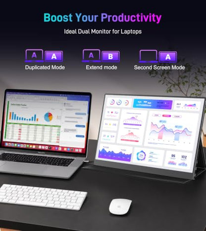 15.6 Inch Portable Monitor Touchscren,USB-C Travel Monitor(dark inky) - color: dark inky