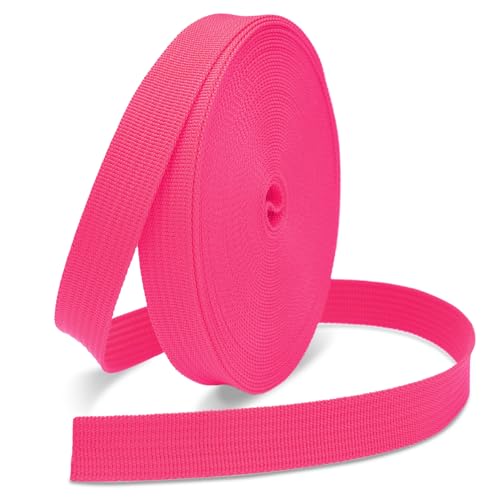 CooBigo 12 Yards Webbing 3/4" & 1" & 1.5" & 2" Polypropylene Webbing Strap 3/4 Inch 1 Inch 1.5 Inch 2 Inch Wide Webbing Strapping for Bags/Lawn Chair/Pool Solar Cover DIY Crafting - color: Pink, size: 3/4"