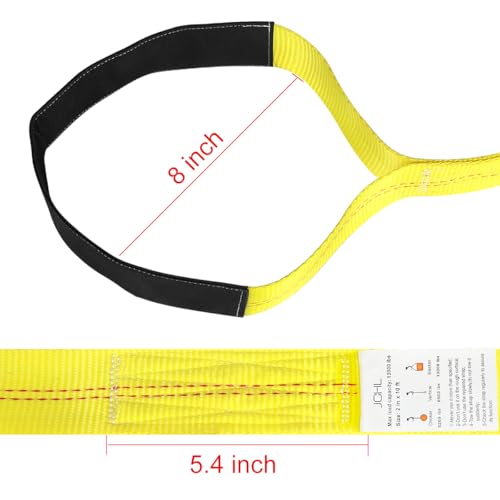 2"x10' Lift Sling Straps, 13,000 lb Load Capacity Heavy Duty Web Sling Tree Saver & Recovery Strap, Double-Layer Polyester Hoist Straps for Towing, Hoisting, Moving, UV Resistant Polyester 2-Pack - color: 10'x2" 13,000 Pound Yellow
