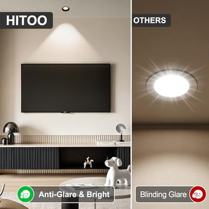 3 Inch LED Recessed Lights, Dimmable, 3CCT, CRI98, Trimless Ceiling Light - color: Black-Gold, size: 3 Inch-6 Pack