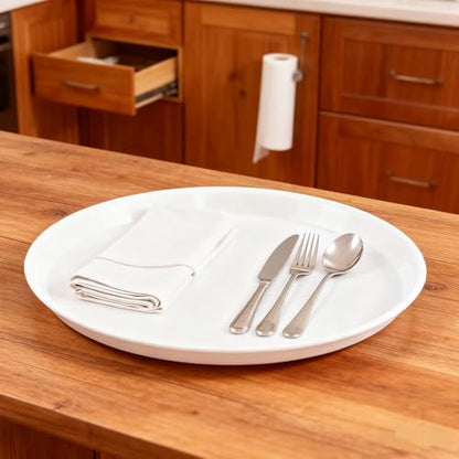 4 Pack Round Restaurant Serving Trays, Plastic Food Service Tray - color: White
