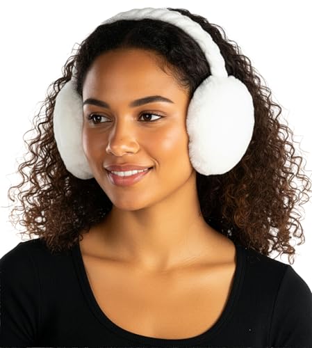 Funky Junque Women’s Winter Earmuffs - Cable Knit & Sequin - color: Cable Knit - Ivory