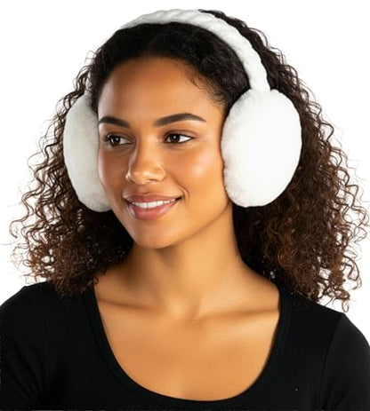 Funky Junque Women’s Winter Earmuffs - Cable Knit & Sequin - color: Cable Knit - Ivory