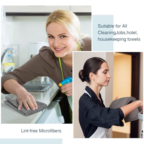 Macarrie 200 Microfiber Cleaning Cloths, 12 x 12 in, 200 GSM, Gray - color: Gray