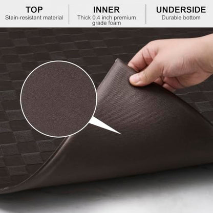 Kitchen Mats and Rugs Cushioned Anti-Fatigue, 35.4" x 59.1", Brown - color: Brown, size: 59.1"L x 35.4"W x 0.4"Th