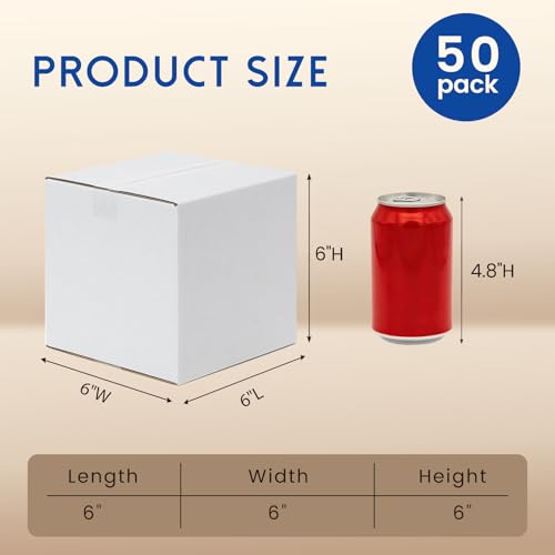 Mefleet 6x6x6" Shipping Boxes 50 Pack Small Corrugated Cardboard Box White - size: 6x6x6 inches (50 Pack)