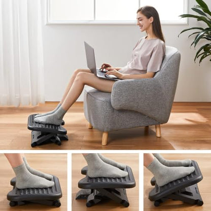 HUANUO Adjustable Foot Rest for Under Desk with Massage Surface and Tilt - color: Black, size: 17.13X13.19 Inch