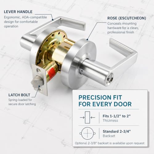 LO-Lock Entrance/Keylock Function, Commercial Lever Door Lock,ADA-Compliant - style: Entrance/Keylock