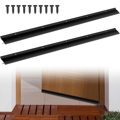 Blulu 2 Pcs 36 in Aluminum Door Drip Cap with Screws Rain Drip Guard - color: Black