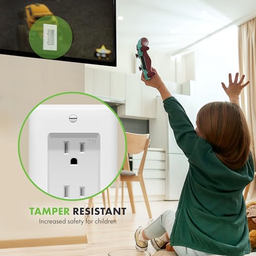 TOPGREENER Recessed Duplex Receptacle Outlet, Tamper-Resistant - color: White, size: Recessed Outlet 1 Pack