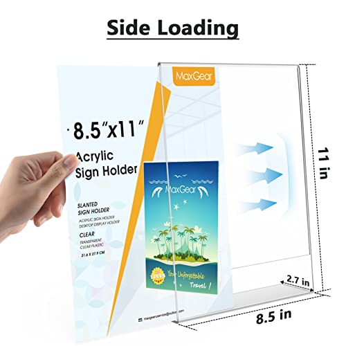 MaxGear Acrylic Sign Holder, 8.5 x 11 L-Shape Plastic Display Stand, 3 Pack