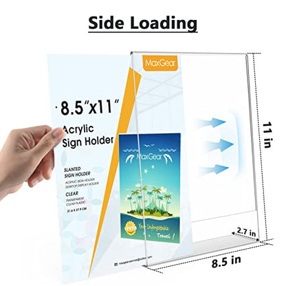 MaxGear Acrylic Sign Holder, 8.5 x 11 L-Shape Plastic Display Stand, 3 Pack