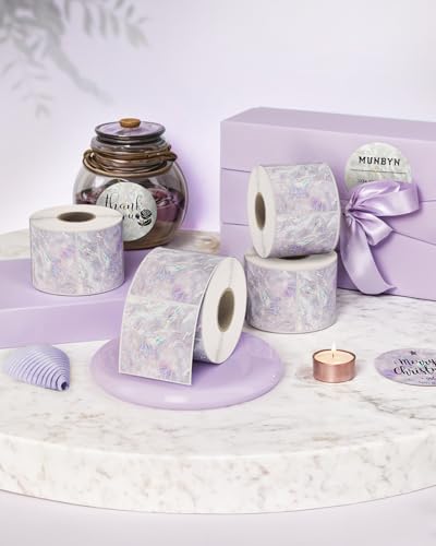 MUNBYN 2 Inch Purple Round Shell Texture Thermal Labels, 500 Sheets/Roll - color: Purple, size: 2"