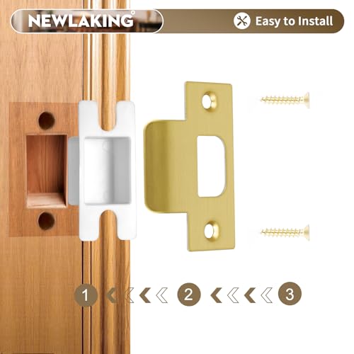 T-Shape Door Strike Plate, Satin Brass, 2-1/8'' Hole Spacing - color: Satin Brass