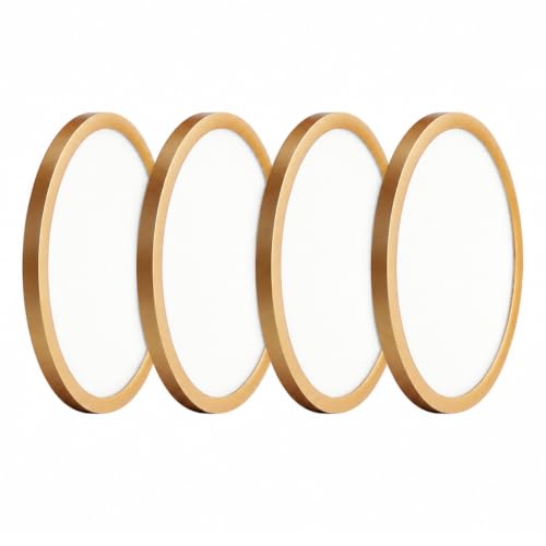 8Inch Low Profile Ceiling Light, 15W 1200LM 5CCT Ultra Thin Surface Mount Light for Wet Location, No Flicker and Dimmable Flush Mount Lighting, 8 Inch 4Pack Gold - color: Gold-4 Pack, size: 8 Inch
