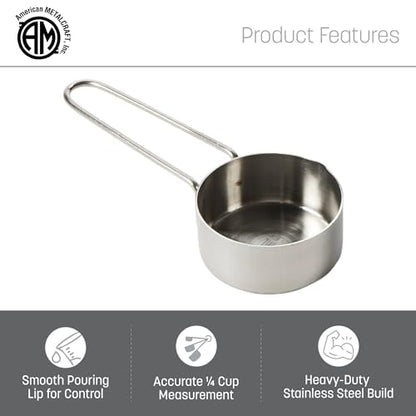 American METALCRAFT, Inc. 1/4 Stainless Steel Measuring Cup, 1/4-Cup, Silver,MCW14 - size: 1/4-Cup