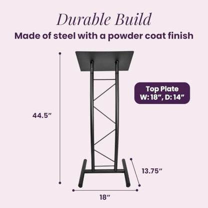Kingdom KML8CB All Metal-Constructed Curved Lectern with “H” Style Base, Stand up Church Pulpit, Slanted Lectern, Conference Podium for Speakers, Speeches, Other Occasions, Powder Coat Finish Black - size: Design 02