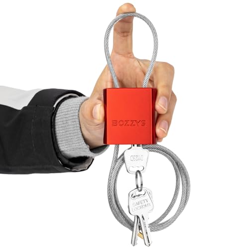 Cable Lock with 3 Keys | L 3.28ft(1m),D 1/6in(4mm) Adjustable Steel Cable Padlock | Aluminum Locks for Bikes, Gate, Lockers & Outdoor Gear | Weatherproof & Red - color: red-L 3.28ft(1m),D 1/6in(4mm)