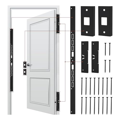 46" Jamb Repair Kit for Interior Doors,Door Reinforcement,Frame & Hinges Door Lock Security, Anti Kick in Heavy Duty Striker Plate Kit for Door Jamb Frame (Black) Ultimate Door Protection - color: Black