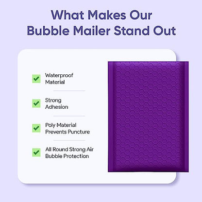 Purple Bubble Mailers 4x8, Self Seal Poly Padded Envelopes #000, 500 Pack - color: Purple, size: 4"x8" / 500 Pack
