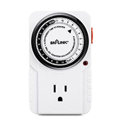 BN-LINK 24-Hour Heavy Duty Mechanical Timer Outlet,Indicator Light, 3-Prong - size: 1 Pack