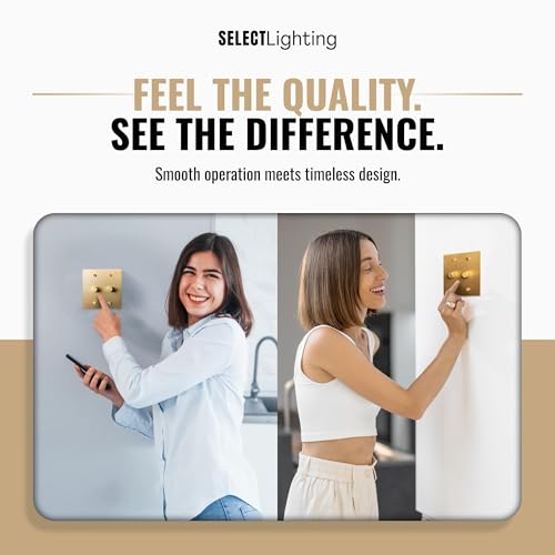 SELECT 2 Gang Solid Brass Rotary Dimmer Switch, 3-Way & 1-Way Compatible - color: Satin Brass, size: 2 Gang, style: 1/3-Way Dimmer