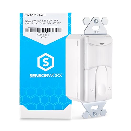 Occupancy Motion Sensor in-Wall Switch with 0-10V Dimming, SWX-101-D-WH, PIR Detection, Partial On, 120/277V, 800W/1200W, 1-Pole, No Neutral Required, White, Made in USA - style: Partial On