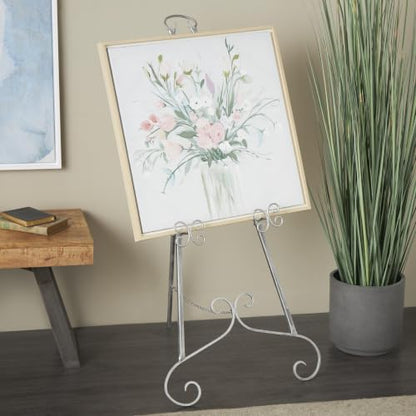 Deco 79 Metal Scroll Large Free Standing Adjustable Display Stand Easel with Chain Support, 22" x 21" x 46", Gray - color: Gray, size: 22" x 21" x 46"