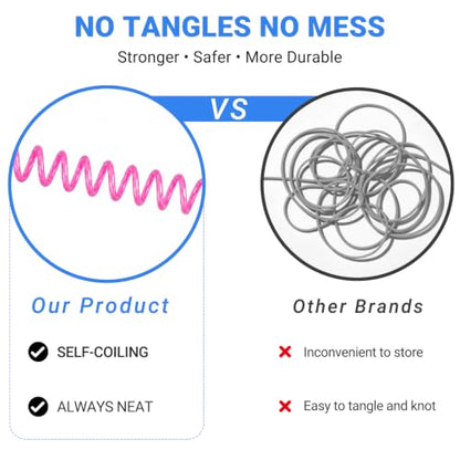 Security Cable Lock 2 Pack, 5FT Self-Coiling Stainless Steel Double Loop Cable, Flexible Anti-Theft Wire for Luggage, Bike, Helmet & Travel Gear (Pink) - color: Pink