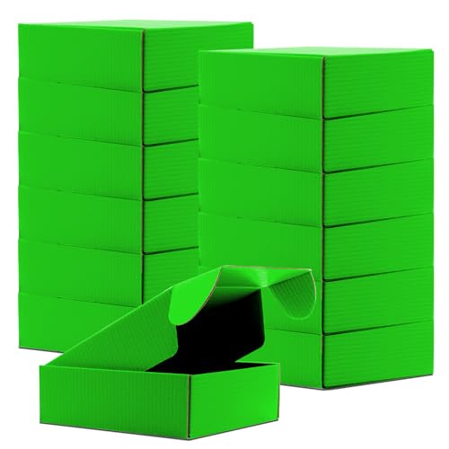 Cardboard Boxes Shipping Boxes,15 Pack Recyclable Corrugated Cardboard Box Small Mailing Storage Gift Boxes for Shipping, Mailing, Gifts Packaging, 6x6x2" (Grass Green) - color: Grass Green