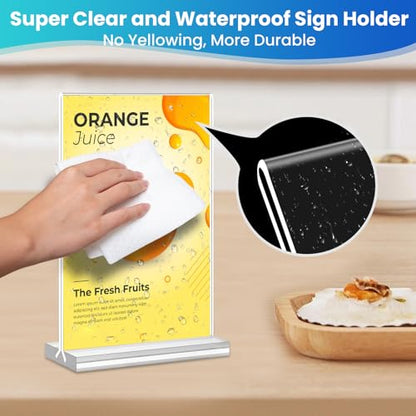 Acrylic Sign Holder 5x7, 11 Pack Clear TableTop Sign Holder-Sided, Plastic Flyer Display Holder with Vertical Base, Clear Flyer Stand Menu Table Display Holders for Restaurants Office Store Show Fair - color: Vertical 11 Pack 5x7