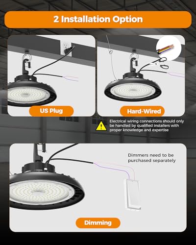 AIKVSXER 180W UFO High Bay Light 32400LM 6000K, 1-10V Dimmable Shop Lights