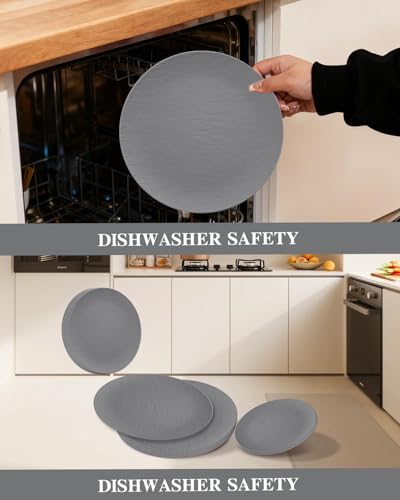 32pcs Dark Grey Plastic Plates Reusable Unbreakable and Dishwasher safe - color: Dark Drey